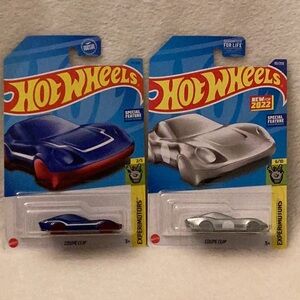 Hot Wheels ~ Coupe Clip Keychain ~ Blue Chrome ~ Set of 2